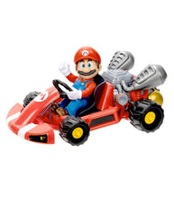 Load image into Gallery viewer, Super Mario Bros movie Mario kart and figure set with realistic details and poseable Mario.
