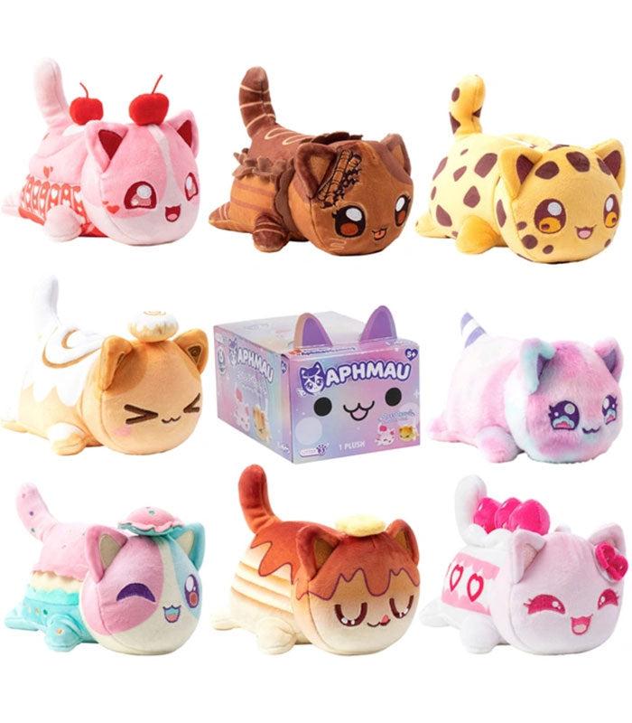 Aphmau Mystery MeeMeows Surprise Plush collection featuring various cute cat designs.