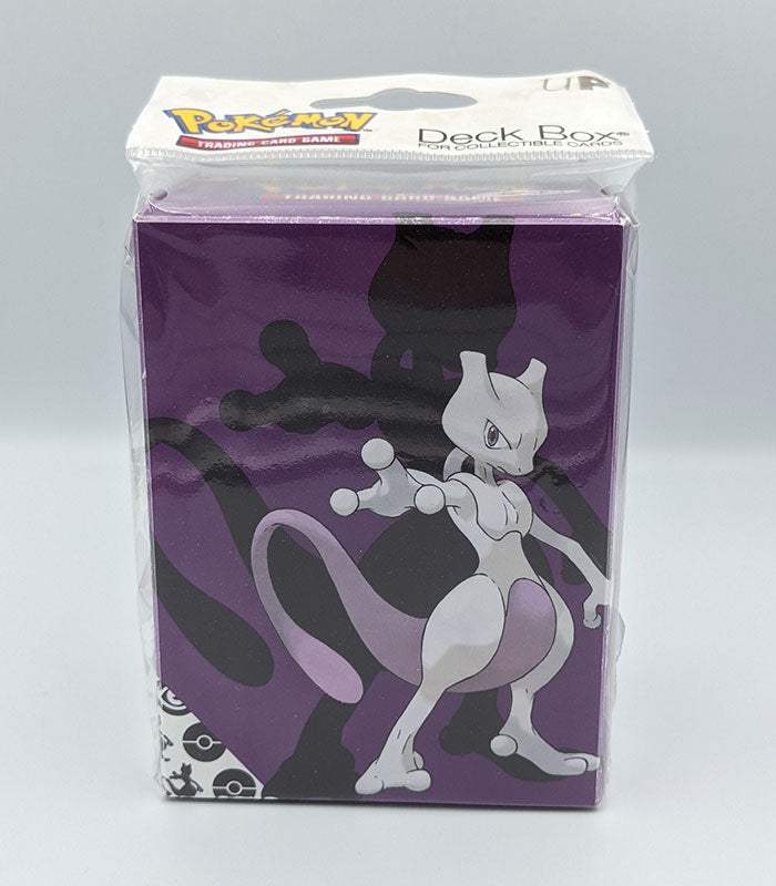 Pokémon Ultra Pro Mewtwo Deck Box with Mewtwo design and card divider.
