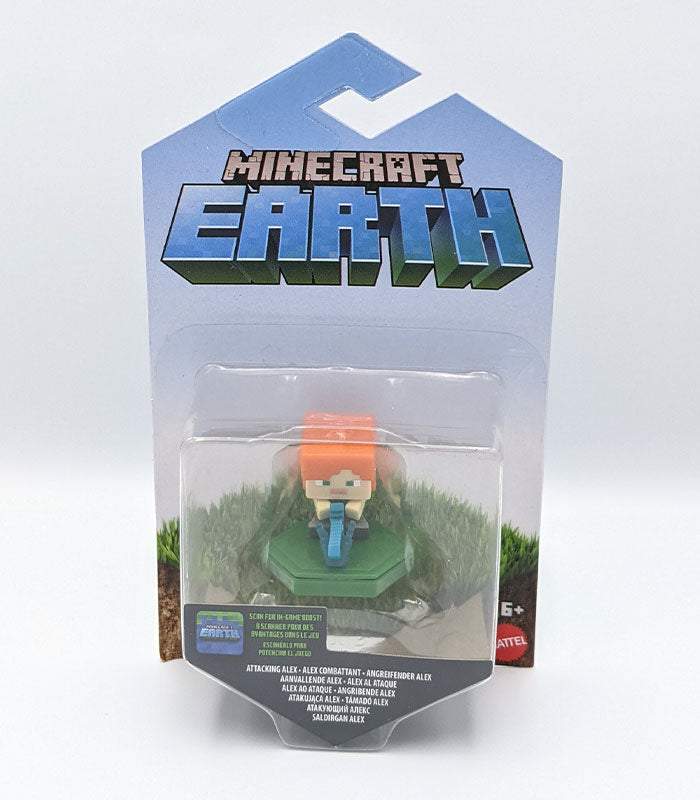 Minecraft Earth Attacking Alex mini figure collectible in packaging.