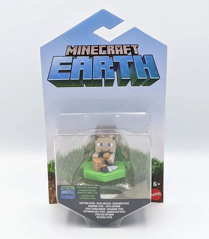 Minecraft Earth Crafting Steve mini figure collectible toy.