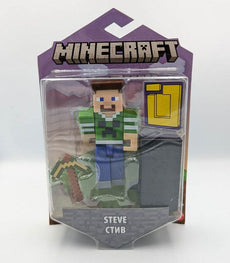 Minecraft Portal Action Figure - Steve Creeper Top in packaging with accessories and portal piece.