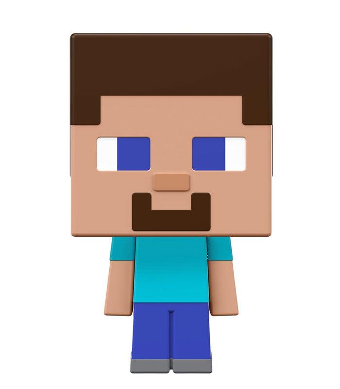 Minecraft Mob Heads Minis - Steve action figure with large head and movable parts, perfect for kids and video game fans.