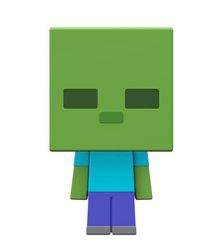 Minecraft Mob Heads Minis Zombie action figure with large head and movable parts.