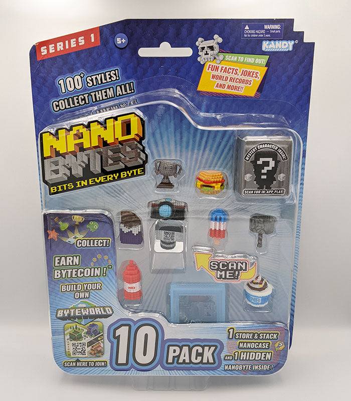 Nanobytes 10 Pack - Black Camera Set with 8 collectible micro items, stackable case, and hidden Nanobyte; includes QR code for Byte World.