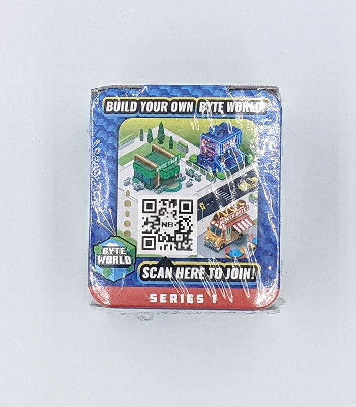 Nanobytes Nanocase packaging with QR code for Byte World digital game.
