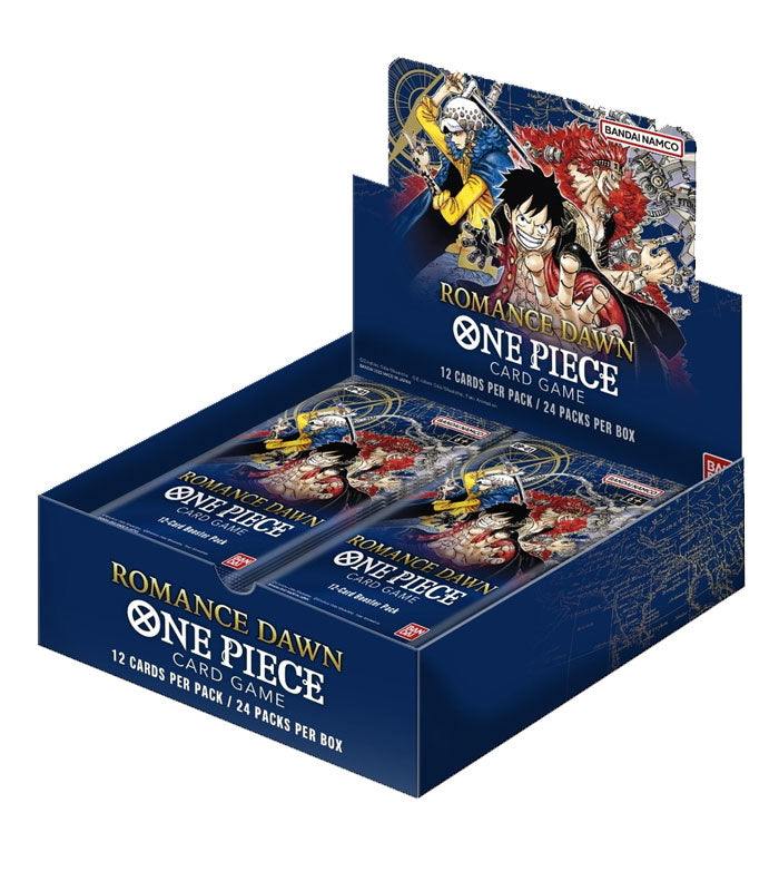 One Piece Card Game - Romance Dawn Booster Box containing 24 packs and 121 card types.