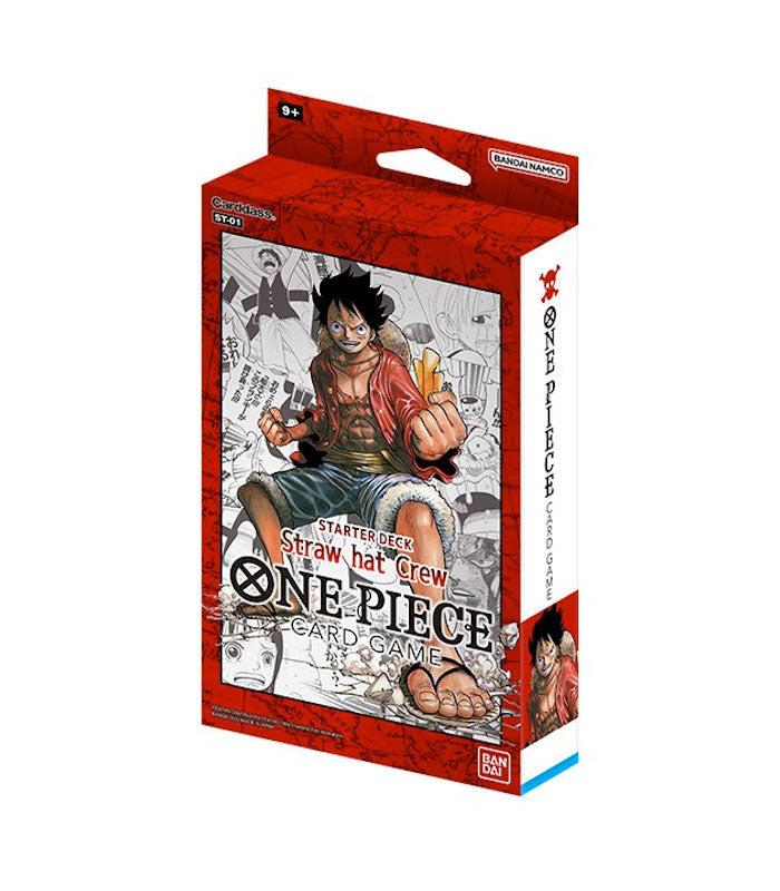 One Piece Card Game - Straw Hat Crew Starter Deck ST01 package with character illustration.