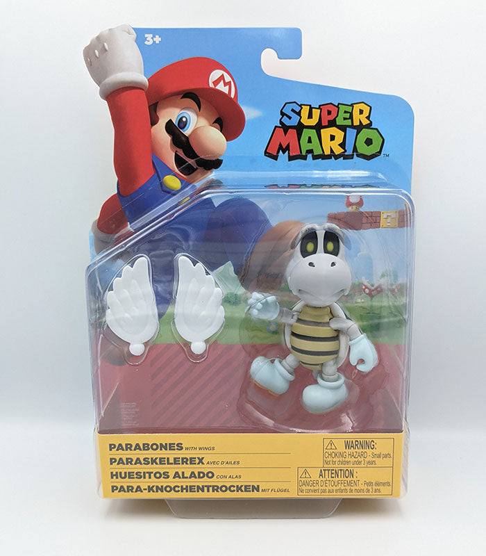 Super Mario Parabones 4 Inch Figure with wings and 14 points of articulation in packaging.