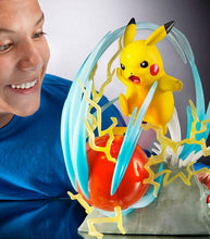 Load image into Gallery viewer, Pokemon Deluxe Pikachu Statue with light-up Electro Ball and dynamic battle pose.
