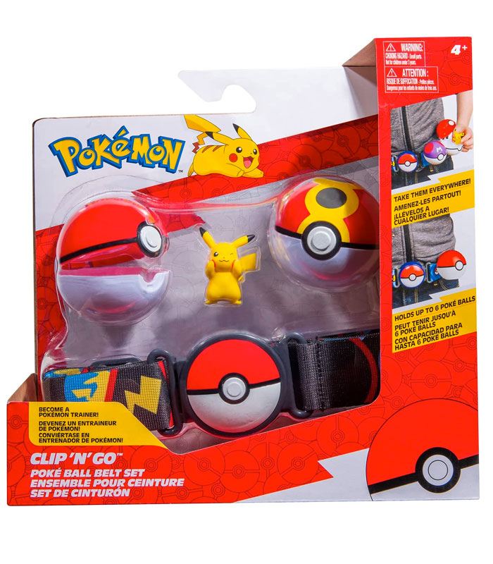 Pokemon Clip 'N' Go - Pikachu Belt Set with two Poké Balls and Pikachu figure.