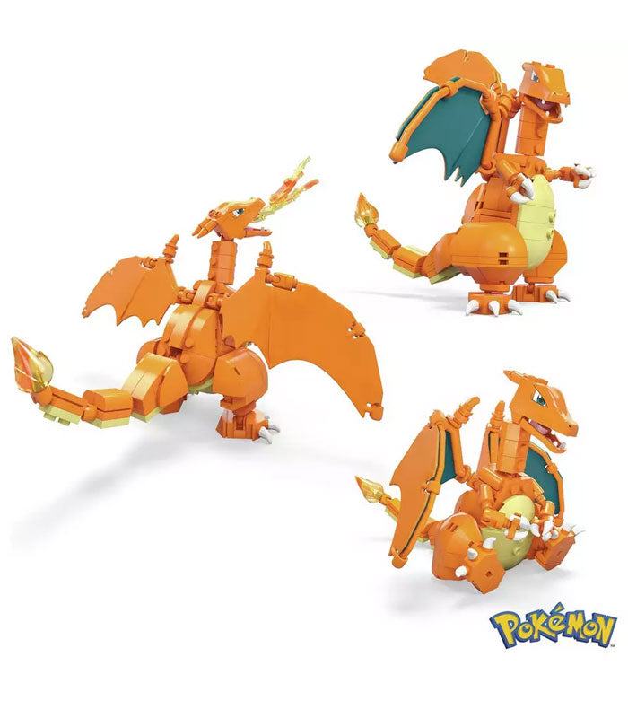 Pokemon Mega Charizard toy set with buildable blocks.