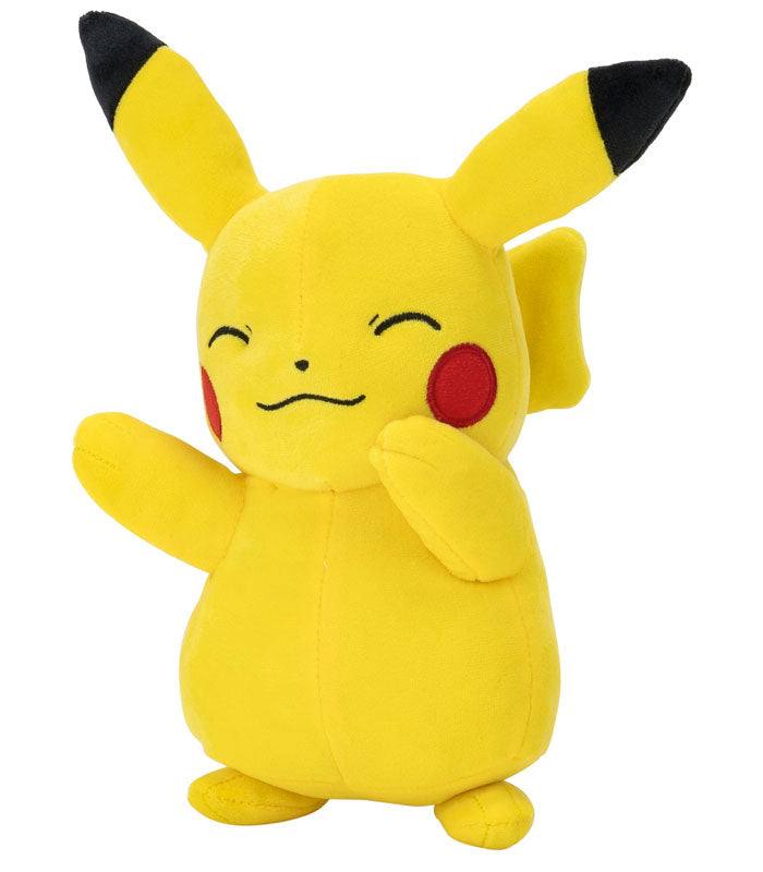 Pikachu Eyes Closed 8" Pokemon Plush, super soft and detailed, ideal for collectors and kids 2+.