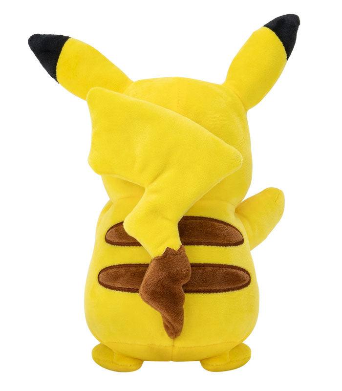 Pikachu plush with eyes closed, 8 inches tall, super soft, perfect for Pokémon fans.