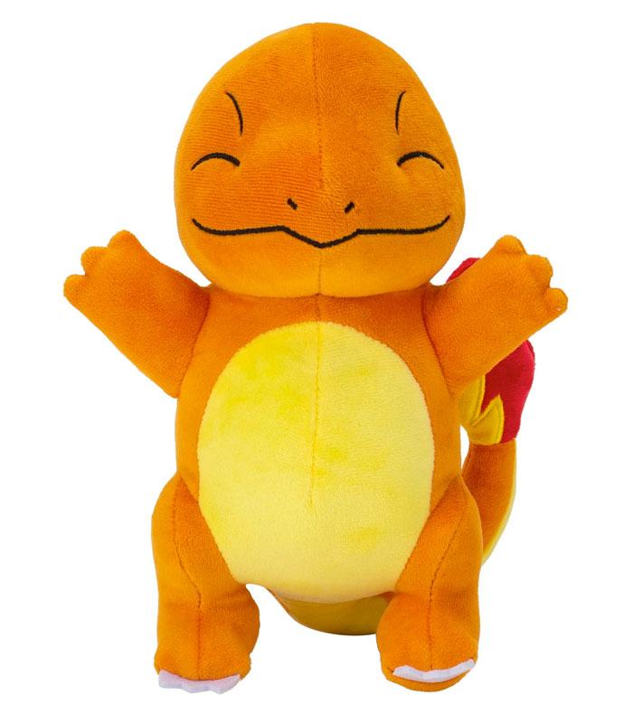 Charmander 8" plush toy with cheerful smile and flaming tail, ideal for Pokémon fans.