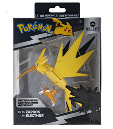 Pokemon Select Articulated Figure - Zapdos in display box with detailed articulation.