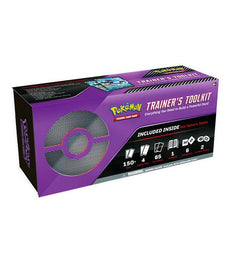 Pokemon Trainers Tool Kit 2022 box with cards, guide, dice, and accessories for deck building.