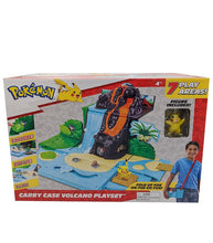 Load image into Gallery viewer, Pokemon Carry Case Volcano Playset with 7 zones, erupting volcano, and Pikachu figure.

