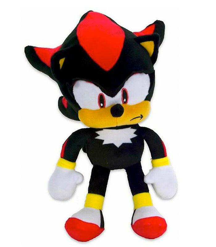Sonic the Hedgehog Shadow 12" plush toy with distinctive black and red design, perfect for fans and collectors.