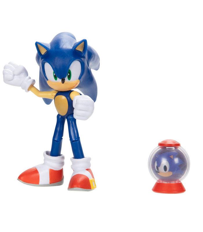 Hedgehog Sonic figure with 1-Up item box, detailed and poseable collectible.