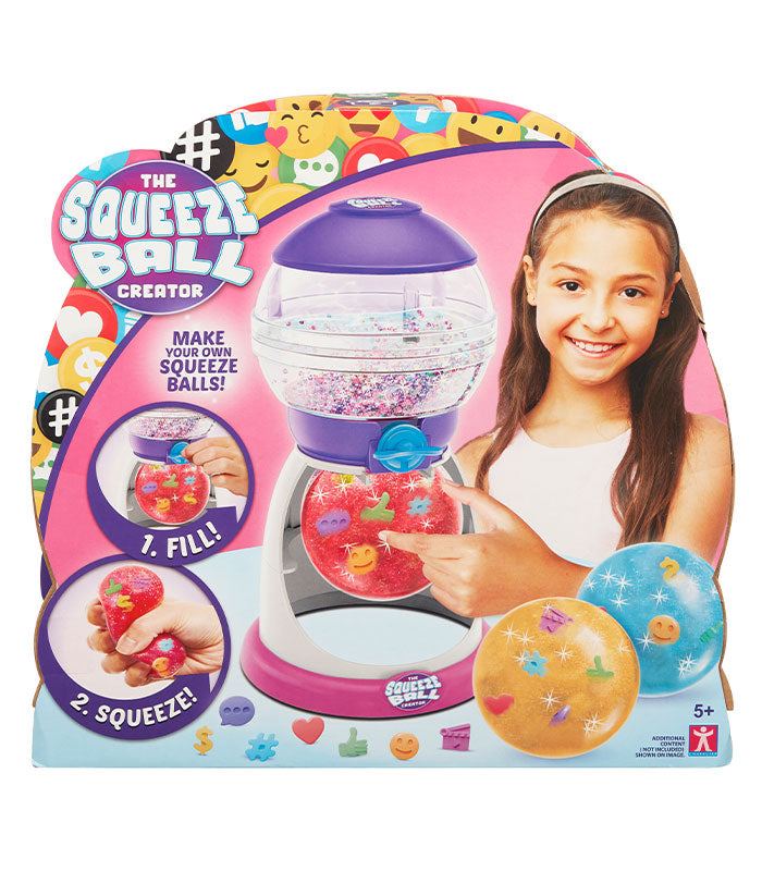 The Squeeze Ball Creator kit for kids with reusable squeeze balls and design icons.