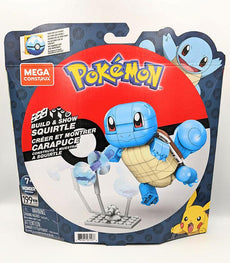 Pokemon Mega Construx Squirtle building set box, 199 pieces, Squirtle figurine on display, suitable for ages 6 and up.