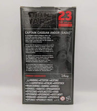 Load image into Gallery viewer, Star Wars The Black Series - Captain Cassian Andor (EADU) back of box

