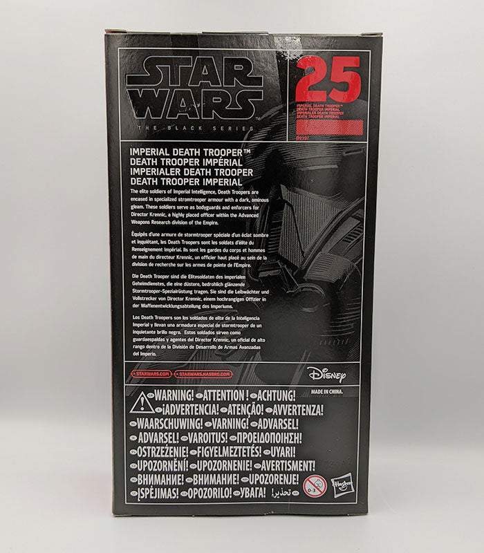 Star Wars Black Series Imperial Death Trooper action figure packaging.