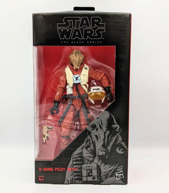 Star Wars Black Series X-Wing Pilot Asty action figure in display box.