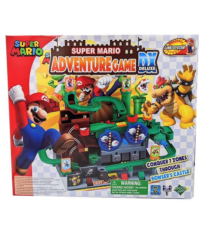 Super Mario Adventure Game DX Deluxe box with Bowser's Castle theme.