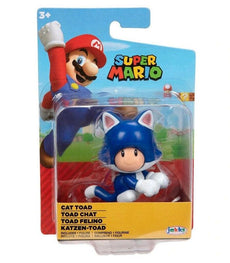 Super Mario Cat Toad 2.5 Inch Figure in packaging with realistic details and poseable features.