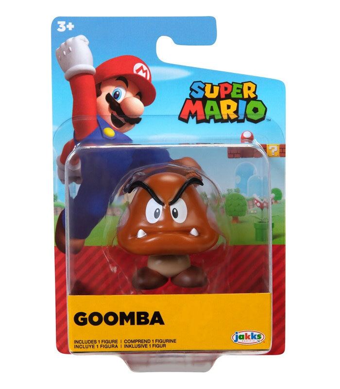 Super Mario Goomba 2.5 inch figure toy packaging.