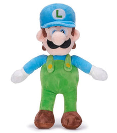 Super Mario Ice Luigi 14 inch plush toy with blue and green outfit.