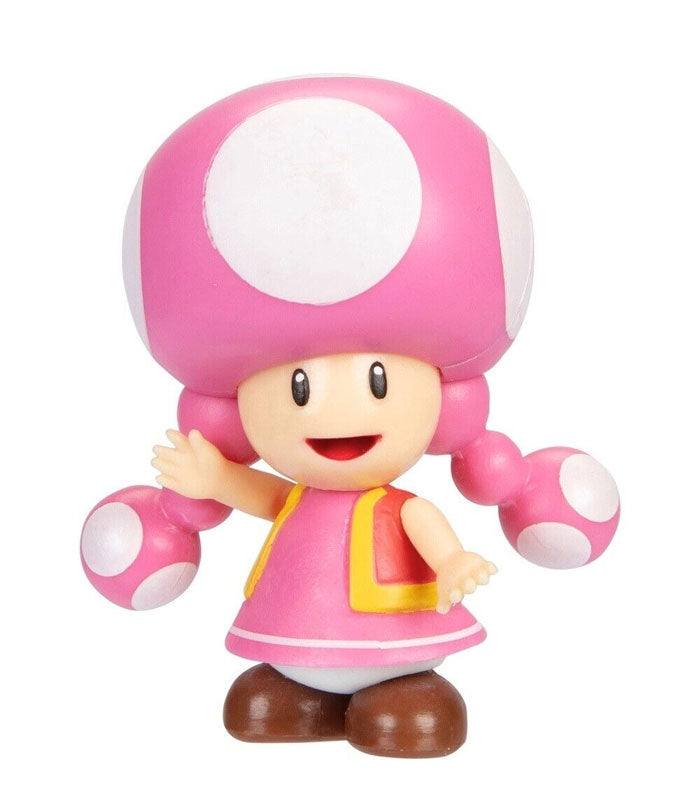 Super Mario Toadette 2.5 inch poseable figure with pink dress and realistic details.
