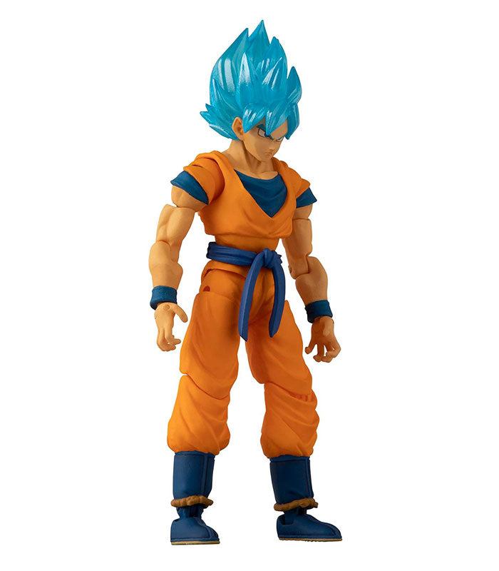 Dragon Ball Super Saiyan God Goku 12cm action figure with blue hair and orange outfit.
