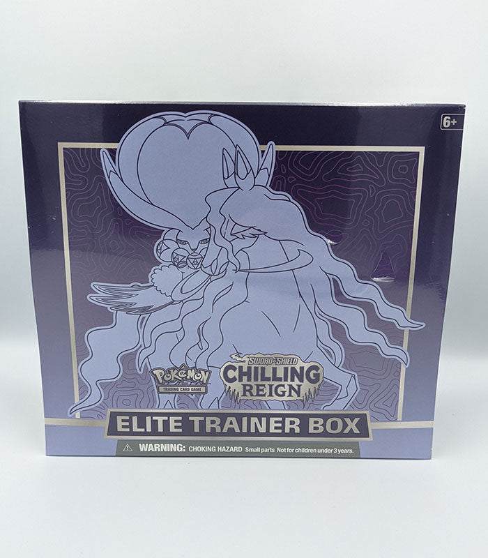 Pokémon TCG Sword And Shield Chilling Reign Elite Trainer Box featuring Shadow Rider Calyrex.