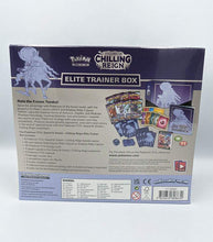 Load image into Gallery viewer, Pokémon TCG Sword and Shield Chilling Reign Elite Trainer Box - Shadow Rider Calyrex contents and packaging.

