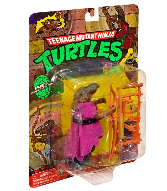Teenage Mutant Ninja Turtles Classic Splinter Action Figure with weapons in packaging.