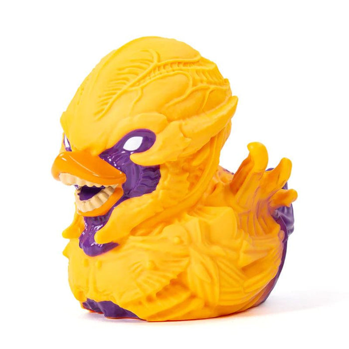 TUBBZ Doom Imp Collectible Duck in detailed armor with horns and spiked tail.