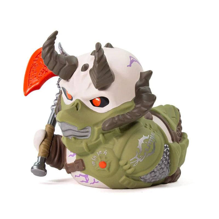 TUBBZ Doom Marauder Collectible Duck in iconic armor with battle axe.