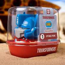 Load image into Gallery viewer, TUBBZ Transformers Optimus Prime Collectible Duck in display box.
