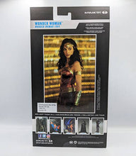 Load image into Gallery viewer, McFarlane Toys DC Multiverse Wonder Woman action figure in collector’s window box, featuring accessories and art card.
