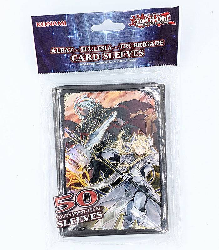 Yu-Gi-Oh! Albaz Ecclesia Tri Brigade Card Sleeves, 50 Pack, glossy finish.