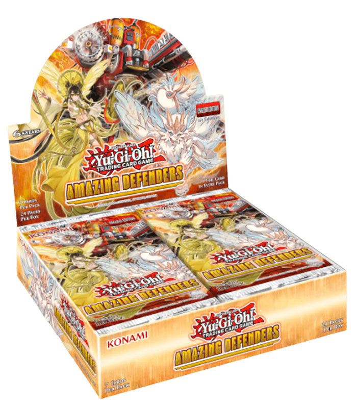 Yu-Gi-Oh! Amazing Defenders Booster Box featuring 60 powerful new cards and three unique Deck strategies.