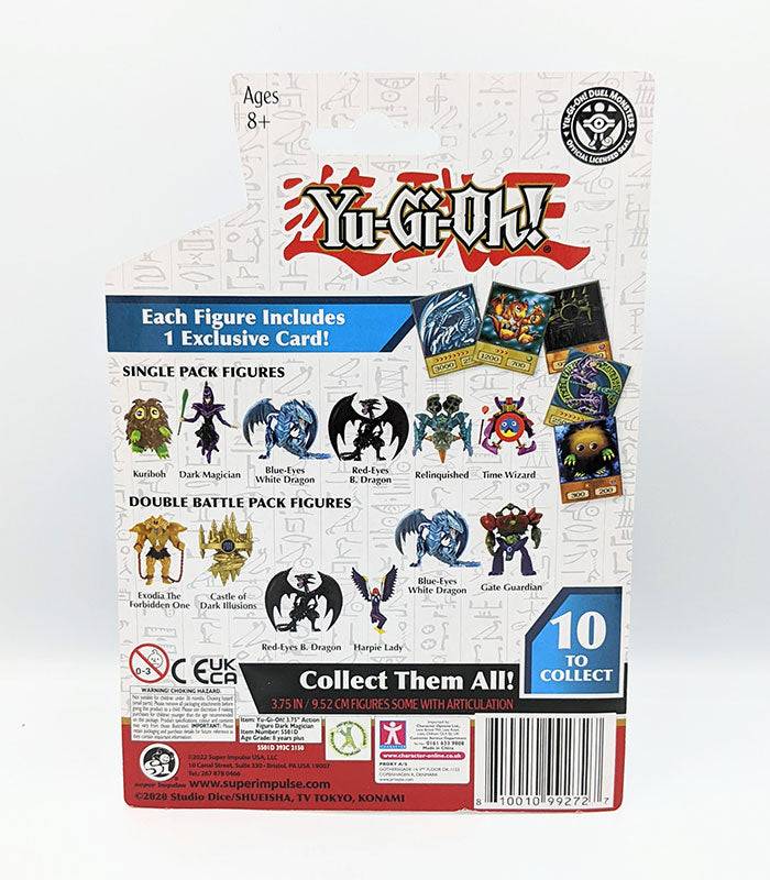 Packaging for Yu-Gi-Oh! Red Eyes Black Dragon Battle Figure with exclusive card, ages 8+.