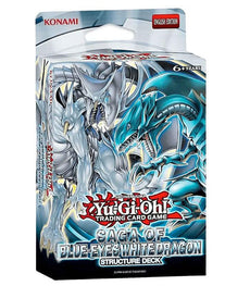 Yu-Gi-Oh! Saga Of Blue Eyes White Dragon Structure Deck box featuring iconic Blue-Eyes White Dragon artwork.