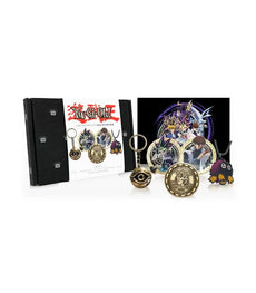 Yu-Gi-Oh! Limited Edition Collectors Box with keyring, pin badges, flip coin, necklace, and exclusive art print.