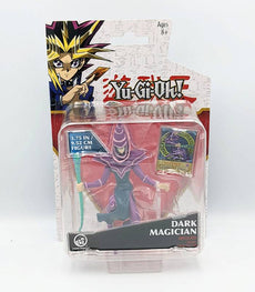Yu-Gi-Oh! Dark Magician battle figure with exclusive card in packaging, 3.75-inch collectible toy.