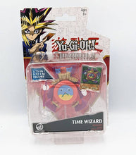 Load image into Gallery viewer, Time Wizard Yu-Gi-Oh! battle figure with exclusive card in packaging.
