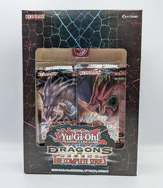 Yu-Gi-Oh! Dragons of Legend Complete Series trading card game box set with packs and collectible dice.